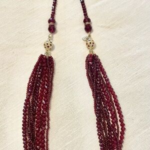 Talbots Deep Red Beaded Necklace